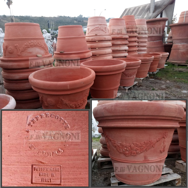 VASO FESTONATO SIENA CM. 80 IN TERRACOTTA TOSCANA